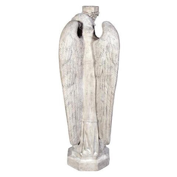 Back View Heavenly Guardian Angel Statue Candle Holder Sculpture